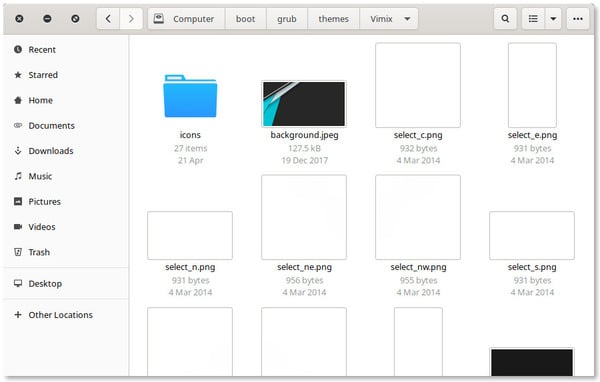 Vimix grub theme folder