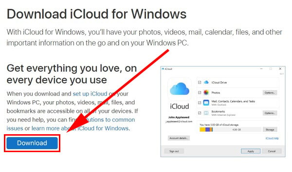 download all icloud photos to windows 10 pc