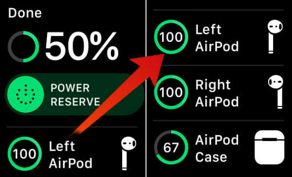 Display AirPods Battery Apple Watch