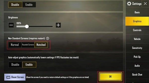 PUBG Mobile Notched option