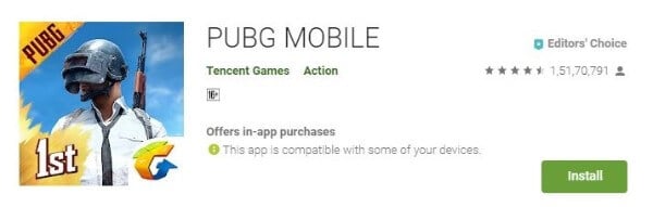 PUBG download from Play Store