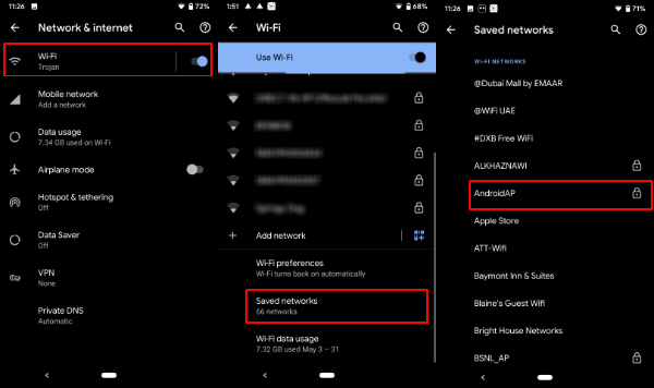 Saved WiFi Networks Android Q