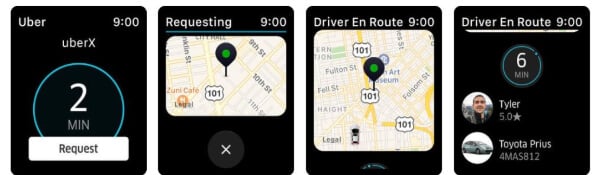 Uber travel app for Apple Watch