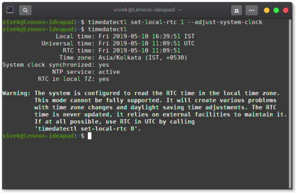 change timezone linux terminal