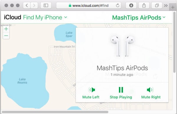 iCloud AirPods PlaySound
