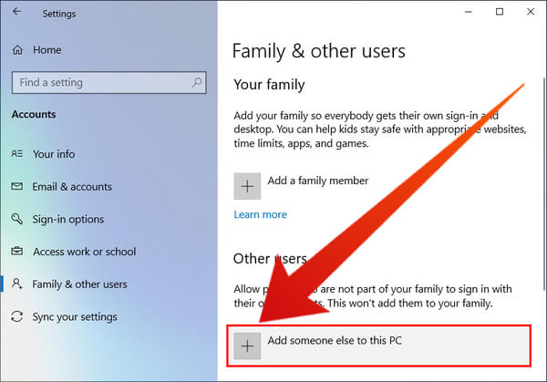 Add new user on Windows 10 for passwordless authentication