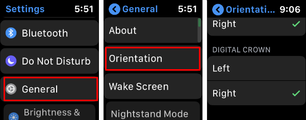 Apple Watch Screen Orientation Setting