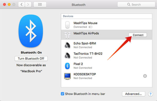 Connect AirPods to MacBook