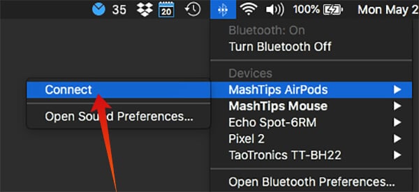 Connect Apple AirPods with MacBook over iCloud linked