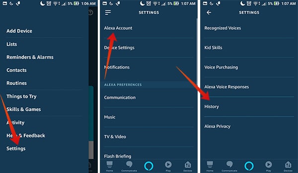 Go to Amazon Alexa app Settings on Android or iOS