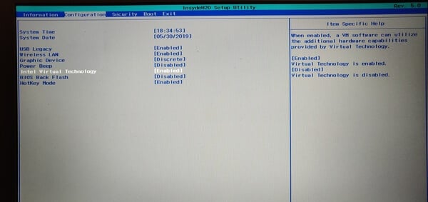 Enable Virtualization in BIOS