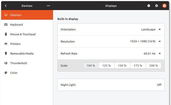 Fractional Scaling in Ubuntu enabled