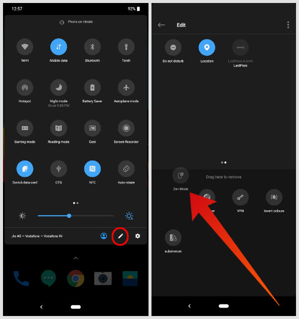 Add Zen Mode in OnePlus 7 Pro Quick Settings