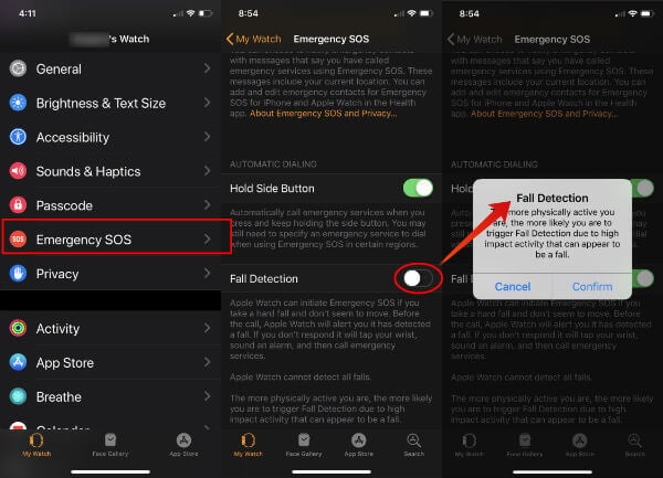 Apple Watch Fall Detection Settings