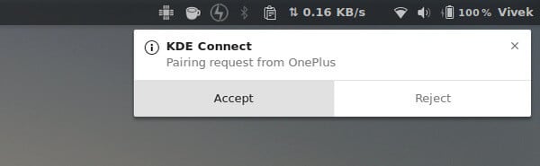 KDE Connect pairing request