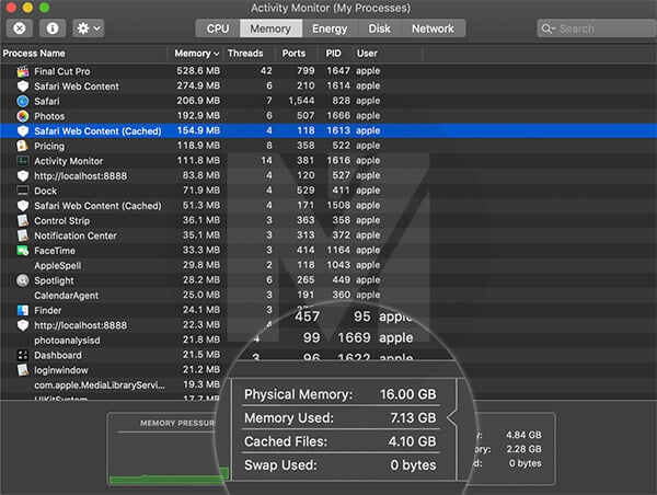 Memory Usage in 16GB 2019 MacBook Pro 13-inch