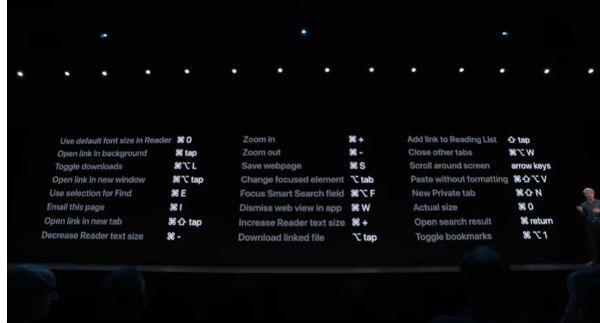 iPad Safari keyboard shortcuts