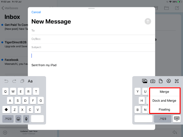 iPad Split keyboard