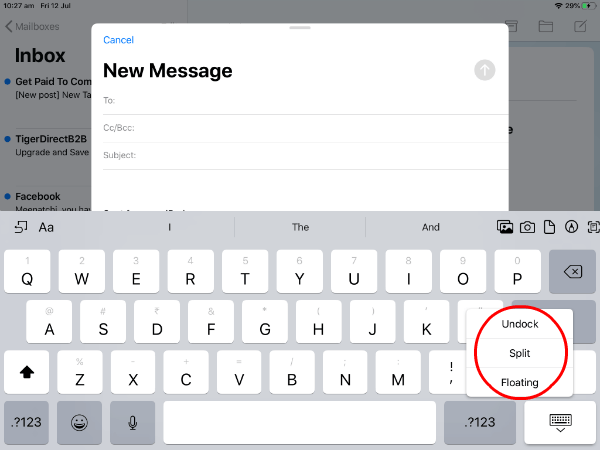 iPad keyboard options