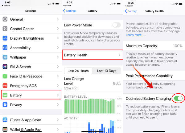 iPhone Battery Optimize Setting