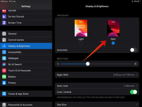 iPad OS  How to Configure Dark Mode on iPad - 70