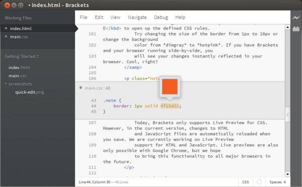 Brackets Linux Code Editor by Adobe