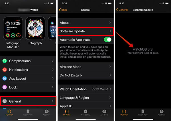 Check firmware version of Apple Watch from iPhone