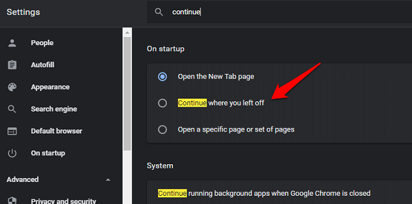 How to Fix Chrome s Continue Where You Left off Feature Not Working - 5