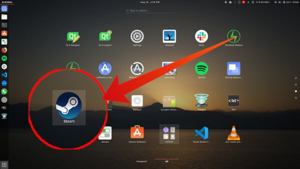 Steam in app drawer on Linux