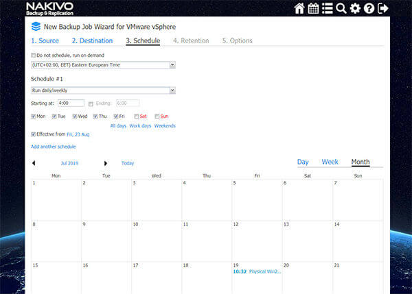 Nakivo Backup Job Wizard VMWare vSphere Schedule