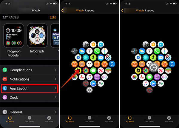 Rearrange Apple Watch App icons rom Watch App