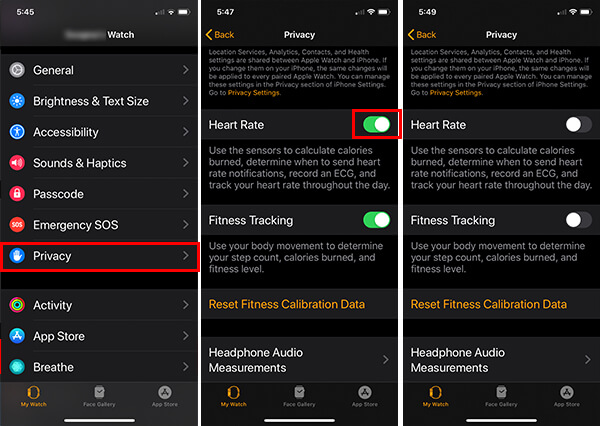 Turn off Heart Rate Monitor in Apple Watch