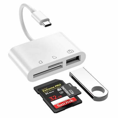 USB C Memory Card Reader and USB C to USB OTG Adapter