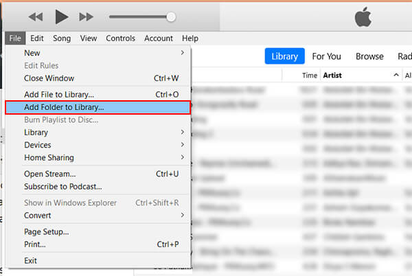 Add folder to iTunes library