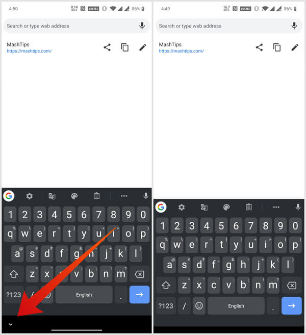 Hide keyboard button with hidden home bar on Android 10