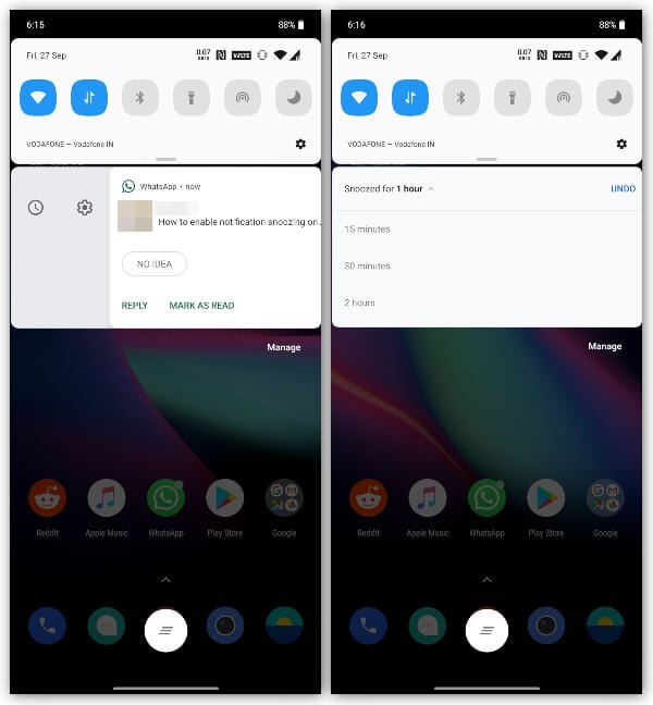 Snooze Notifications on Android 10