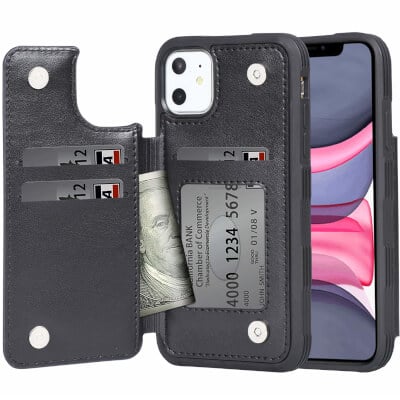 Arae Case for iPhone 11 PU Leather Wallet Case