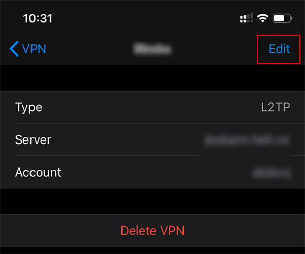 Edit VPN on iOS