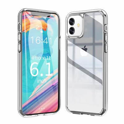 Hybrid Impact Defender Shockproof Drop Protection Full Body Protective Cover for iPhone 11 6.1-inch 2019 Built-in Ring Kickstand+Screen Protector and Camera Protector SPIUST iPhone 11 Case, Clear 