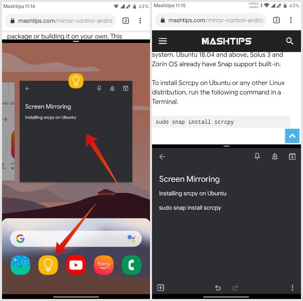 Android 10 split screen multitasking