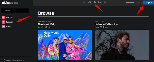 stream apple music in browser 1