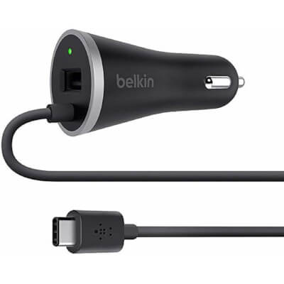 Belkin USB-C Car Charger with Hardwired USB-C Cable 