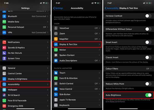 How to turn off auto-brightness on iPhone