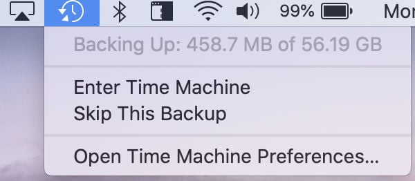Mac Time Machine Status Top Menu