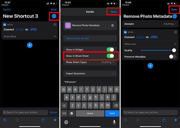 Save iOS Shortcut to convert image into JPEG