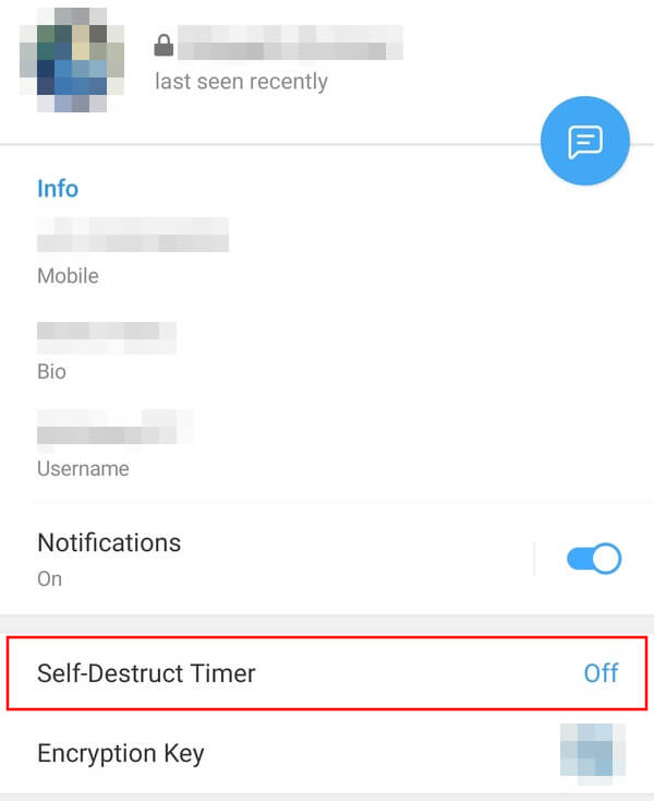 Send self destructing text messages in telegram