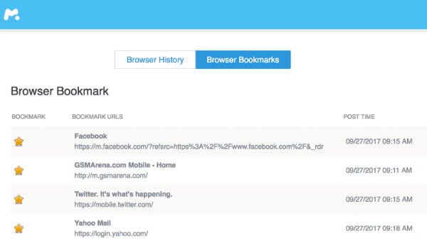 mSpy Browser Bookmark