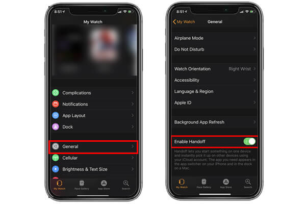 Enable Handoff on Apple Watch