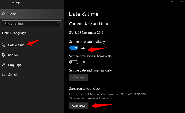 Fix Time Not Updating or Syncing in Windows 10 1