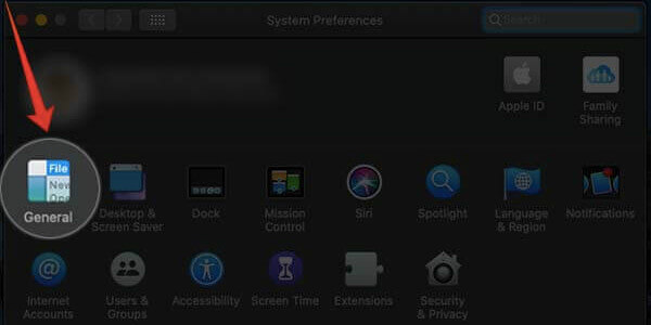 Open General from System Preferences